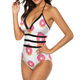 Happy Donut Black Mesh Swimsuit - One Piece Backless Swimwear