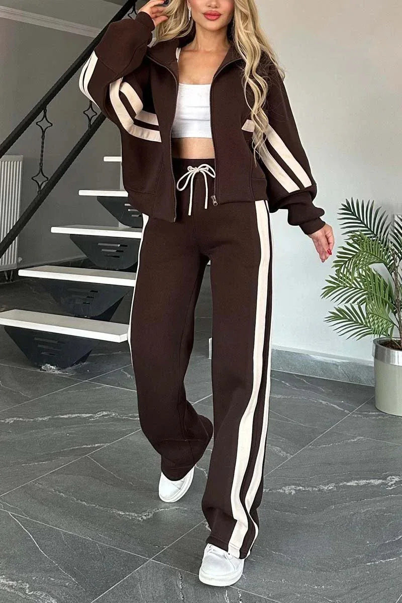 Striped Zipper Jacket + Sweatpants