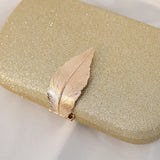 Women's Metal Leaf Box Clutch