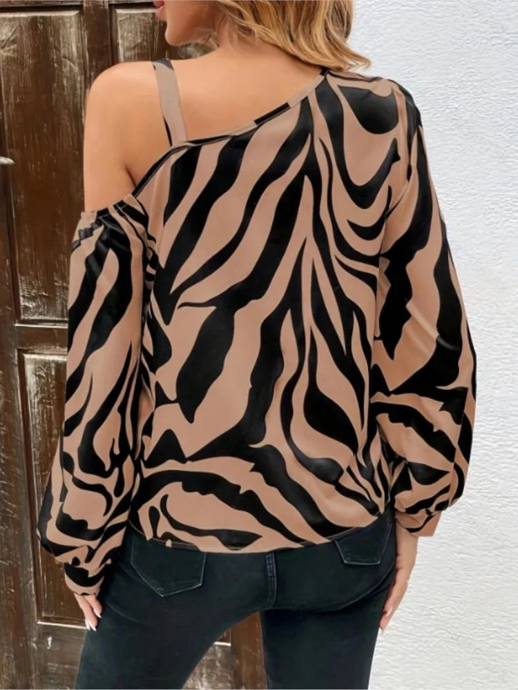 Leopard Print Off-Shoulder Blouse