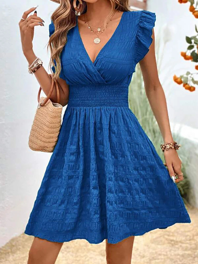 Elegant Short  V Neck A-line Dress