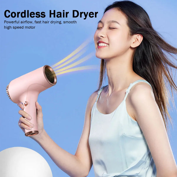 Portable Handy Hairdryer – 2600mAh Cordless Ionic Blow Dryer