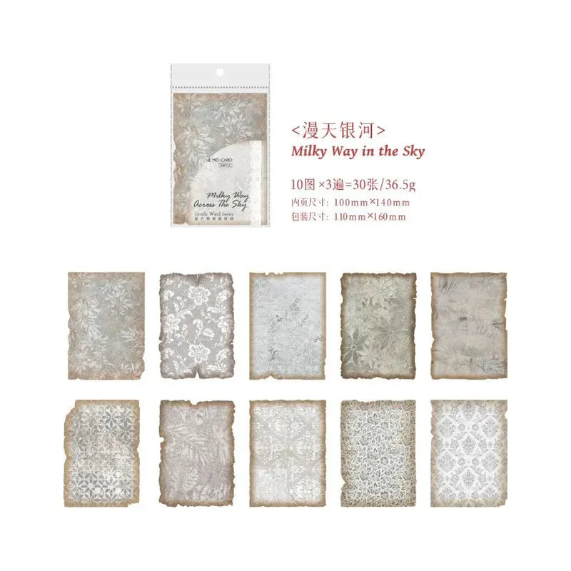 30pcs/pack Gentle Wind Series Retro Dyeing Journal Paper