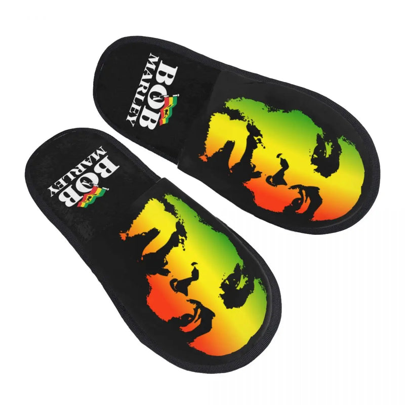 Jamaica Reggae Rock Bob Marley Soft Comfort Memory Foam Slippers