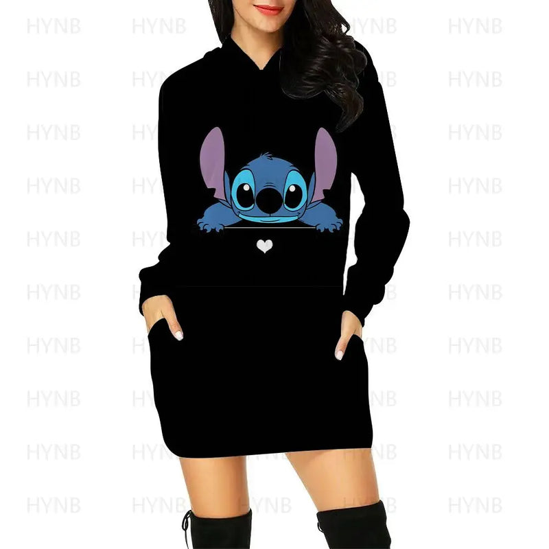 Disney Stitch Hoodie Dress – Cute Mini Sweater Dress