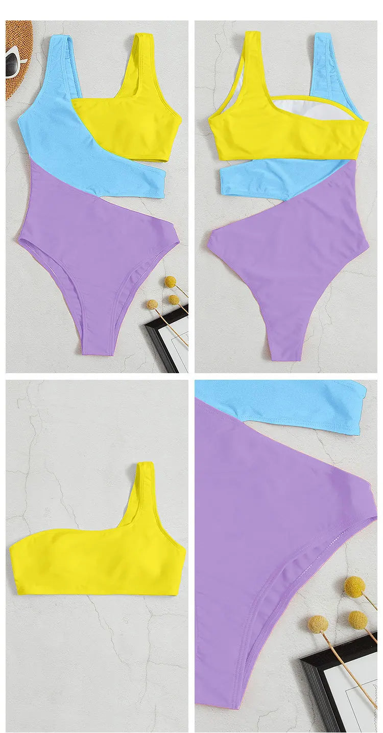 Cikini-One-Piece Swimsuit - Color Contrast Beach Bikini