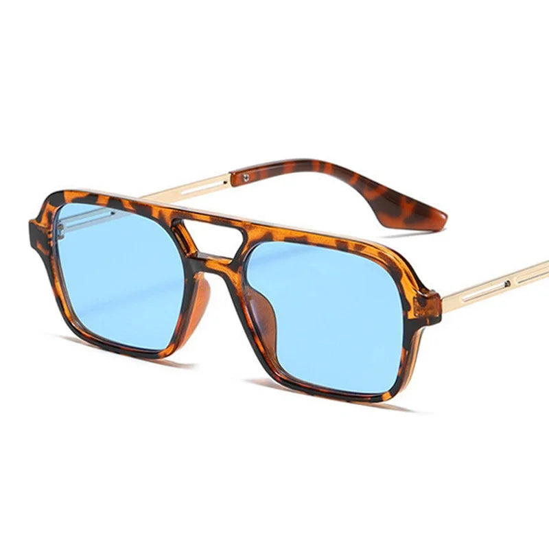 Vintage Hollow Leopard Blue Sunglasses