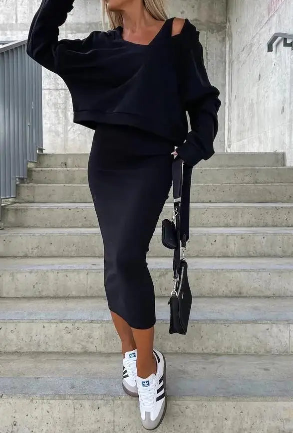 Sleeveless Dress & Hooded Sweater Set