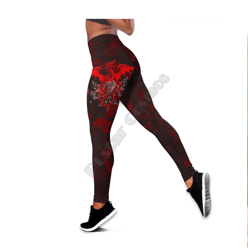 Gothic Dragon 3D Printed Tank Top+Legging Yoga Set