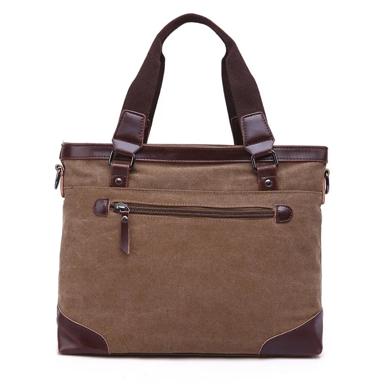 Khaki Casual Vintage Men's Canvas Travel Bag