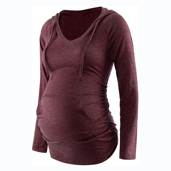 Women's Maternity Striped Print Hoodie