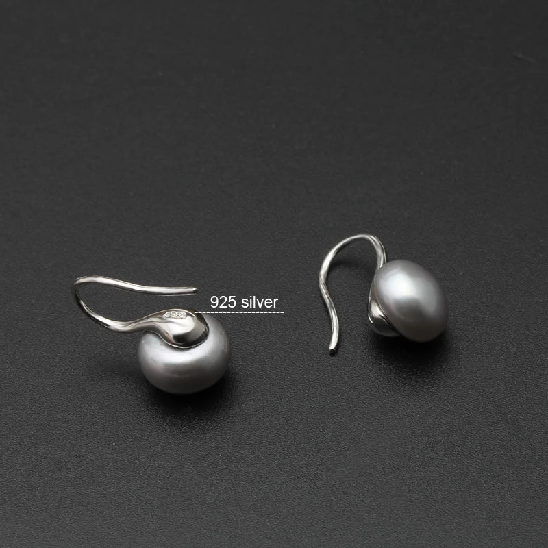 Black Pearl Earrings - 925 Sterling Silver Jewelry