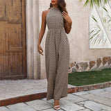 High Waist Halter Neck Sleeveless Wide Leg Jumpsuit