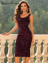 Vintage Sequin Elegant Evening Dress