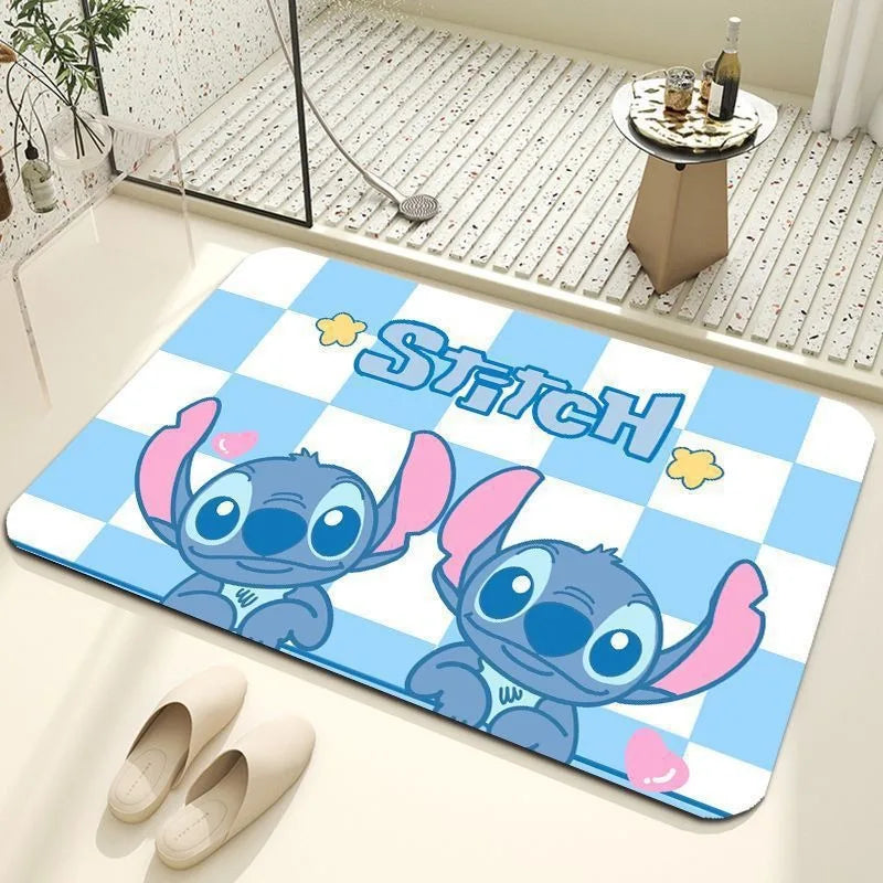 MINISO Disney Stitch Bath Mat Super Absorbent Toilet Bathroom Carpet Non Slip Kitchen Rug Home Indoor Room Decoration Doormats