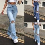 High Waist Ripped Boot Cut Jeans