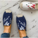 Women’s Embroidered Hemp Flat Slippers