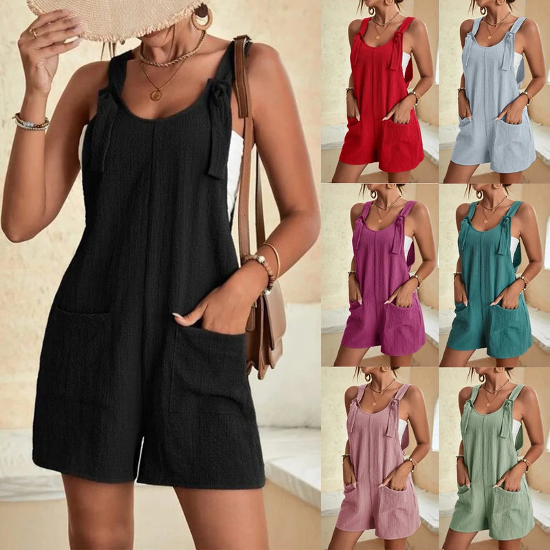 Casual V-Neck Short Sleeve Jumpsuit