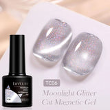 3 IN 1 Platinum Rose Gold Magnetic Gel Nail Polish - Moonlight Magnetic Gel Varnish with Glitter