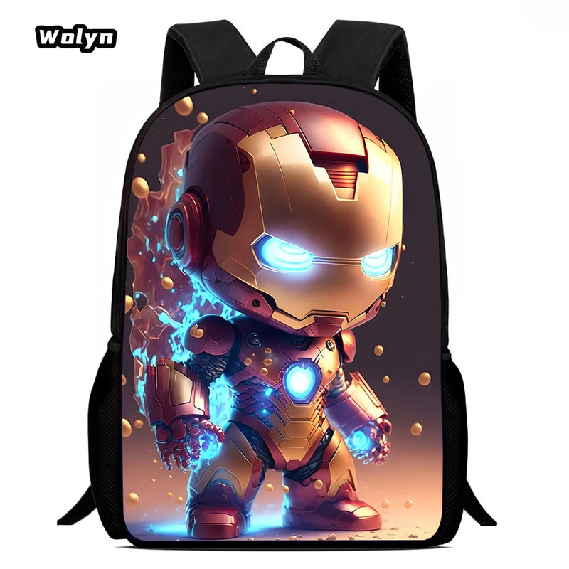 3-PCS Set Cartoon Anime Iron Man Kids School Backpack