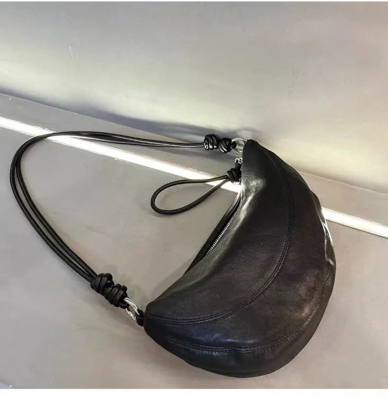 Crossbody Soft Leather Crescent Underarm Bag