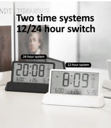 Digital Alarm Clock - Transparent Electronic Desk Clock with Date, Temp, and Large Display Screen