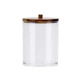 Multi-purpose Transparent Cosmetic Storage Box with Wooden Lid