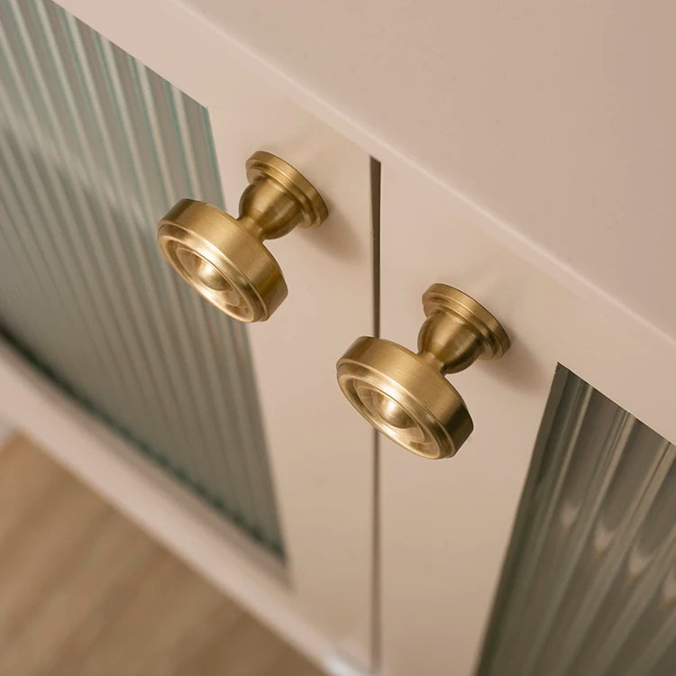 Vertical Solid Brass Gold Drawer Knobs T-Bar Handle