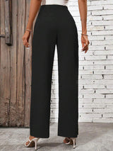 Women's High-Waist Loose Wide Leg Pants with Bow