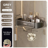 Punch-Free Bathroom or Shower Shelf - Aluminum Hanging Rack