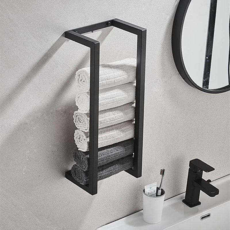 Black Towel Rack Holder - Stainless Steel