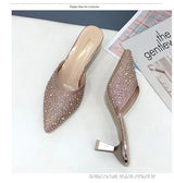 Rhinestone Women's Mule Slides Heeled Pointed Toe