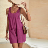 Casual V-Neck Short Sleeve Jumpsuit