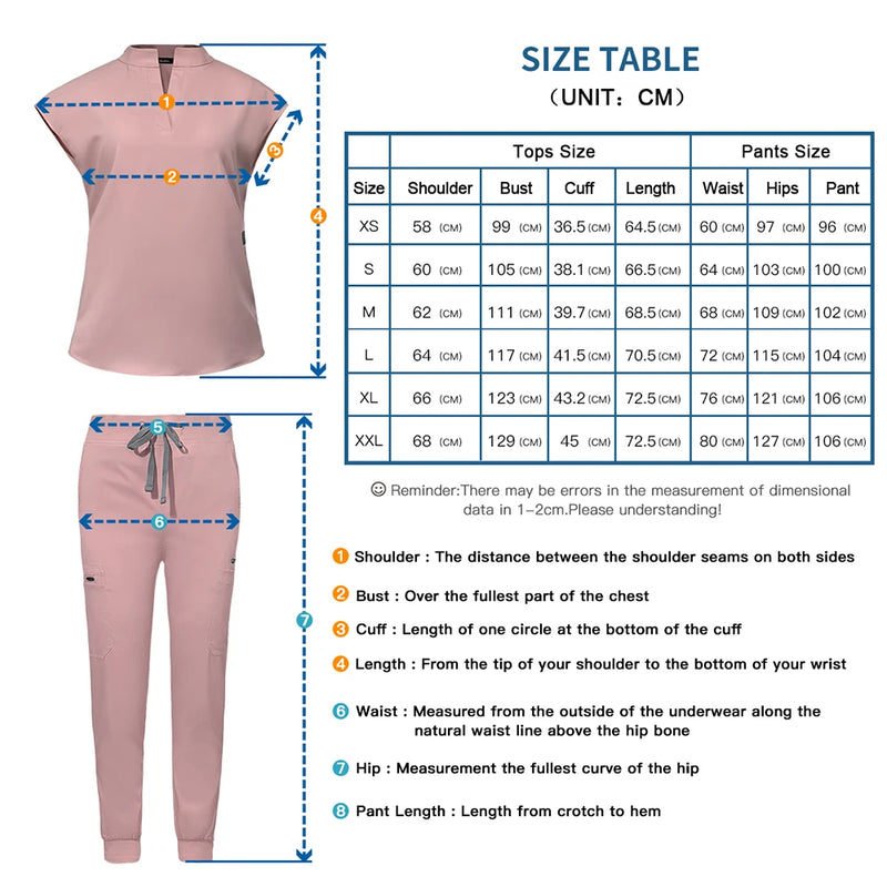 Stand Neck V-Cut Scrub Top & Jogger Pants Scrub Sets