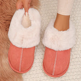 Faux Suede Winter Home Fur Slippers for Women