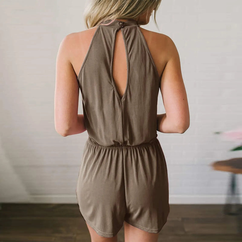 Solid Color Shorts Jumpsuit