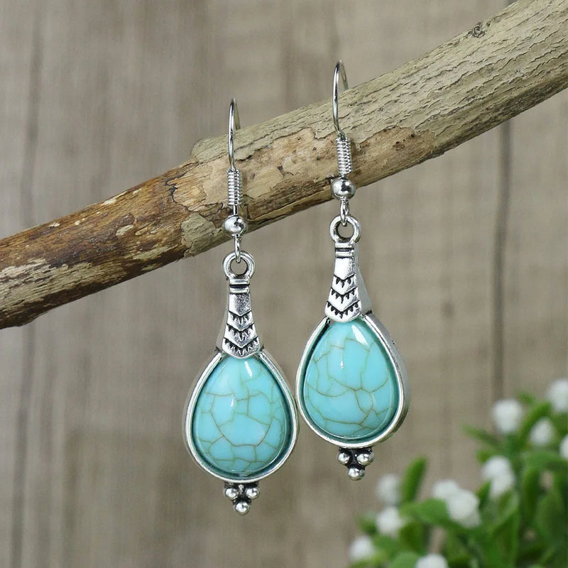 Ethnic Vintage Boho Creative Geometric Silver Color Dangle Earrings