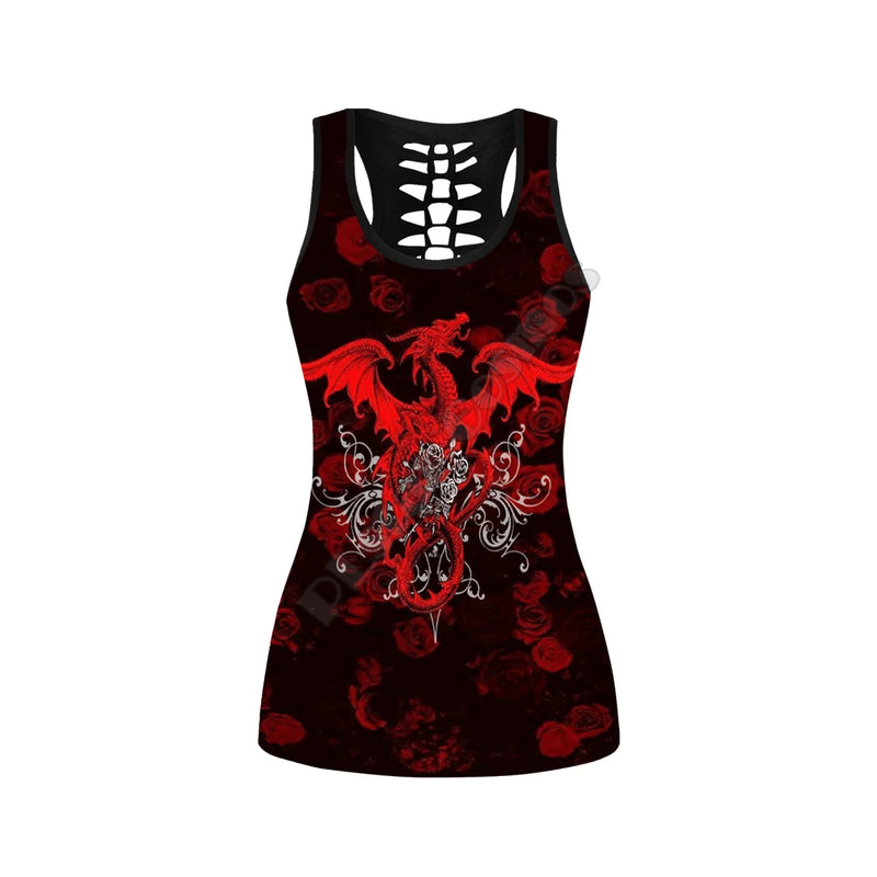 Gothic Dragon 3D Printed Tank Top+Legging Yoga Set