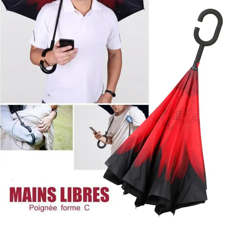 Reverse Long Handle Automatic Safety Anti-Rebound Umbrella