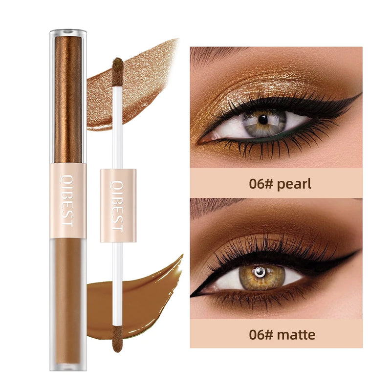 2 in 1 Pearly Matte Eyeshadow: Creamy Smooth Nude Eye Makeup & Liquid Contour Shadow Stick