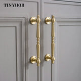 Vertical Solid Brass Gold Drawer Knobs T-Bar Handle