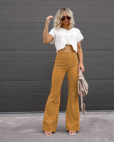 Fashionable Retro Corduroy Slightly Flared Pants