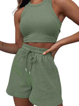 Women's Casual Solid Color Tank Top Set