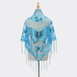 Butterfly Lace Scarf Triangle Tassel Shawl