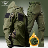 Men's Waterproof Hooded Jackets + Multi-pocket Cargo Pants 2-Piece Suit