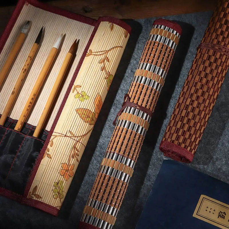 Retro Chinese style Painting Brushes Calligraphy Pen Case