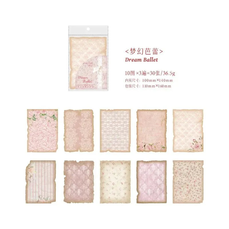 30pcs/pack Gentle Wind Series Retro Dyeing Journal Paper