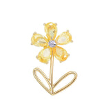 Cubic Zirconia Small Yellow Flower Brooch