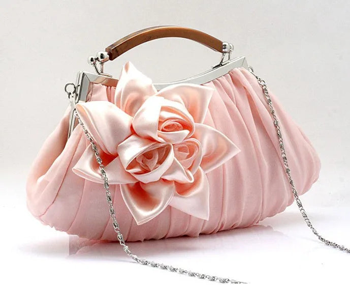 Sweet Satin Flower Evening Bag