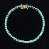 Turquoises Classic 3mm Blue Stone Tennis Charm Bangle